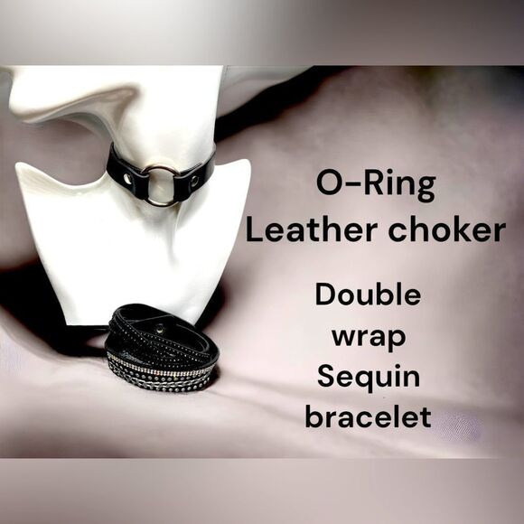 2-Piece Sexy Always l Custom set l O-Ring Choker l Double-wrap Sequin Bracelet - Picture 1 of 7